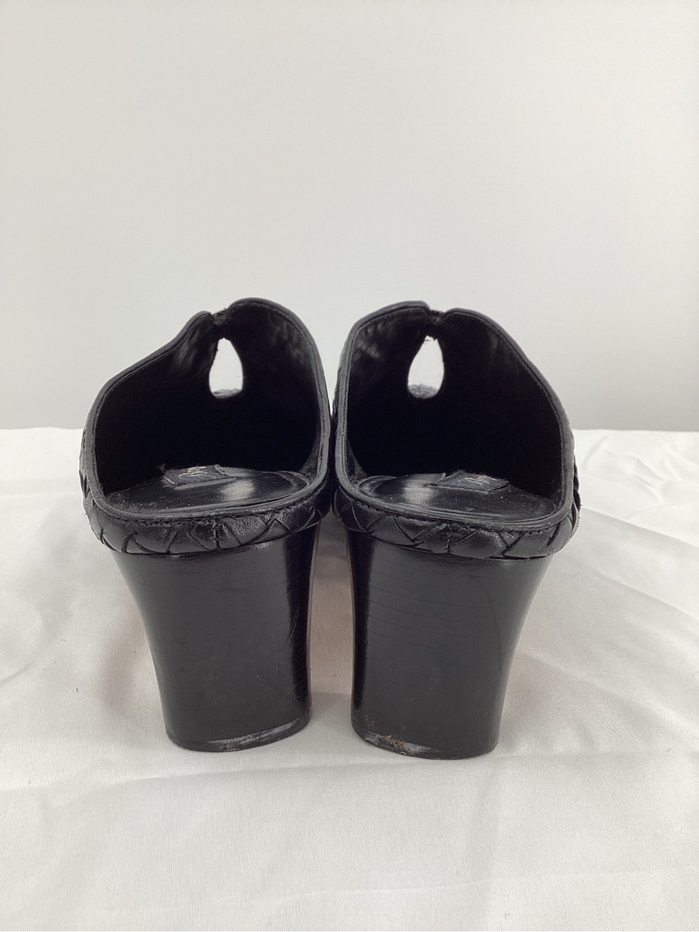 Brighton Tynan Black Woven Leather Mule Heels View 5